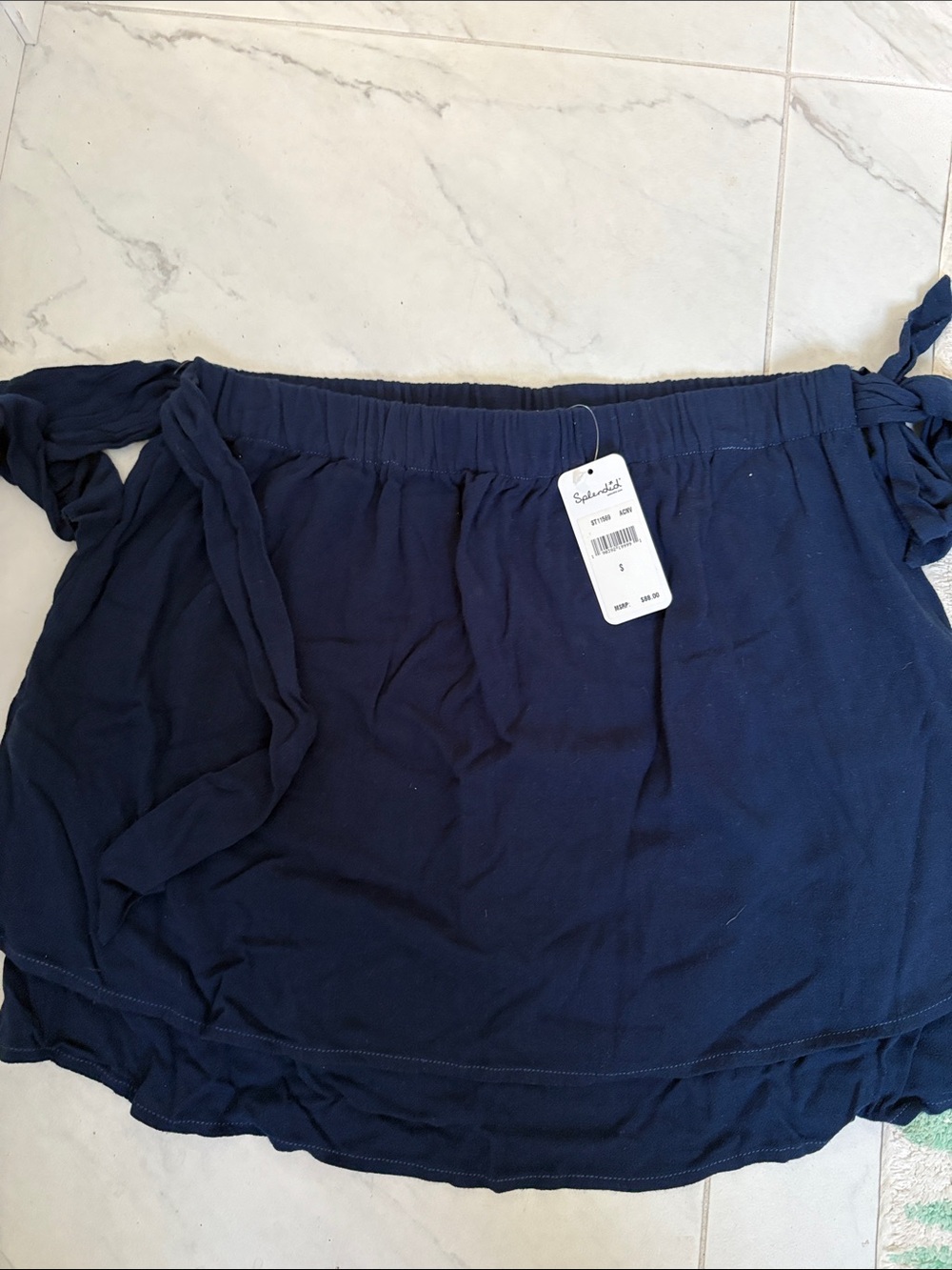 Splendid navy side tie-detail mini skirt- S
